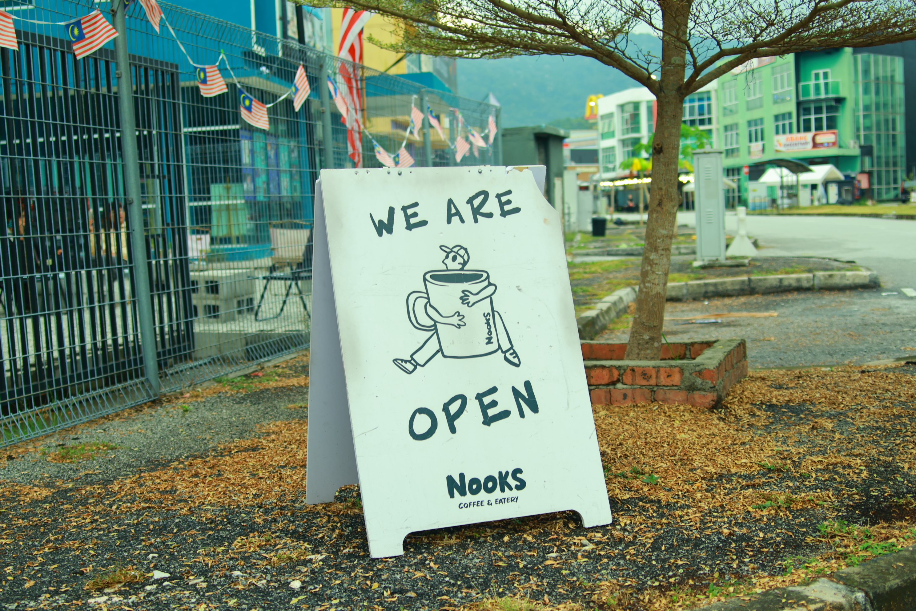 We Are Open sandwich board outside